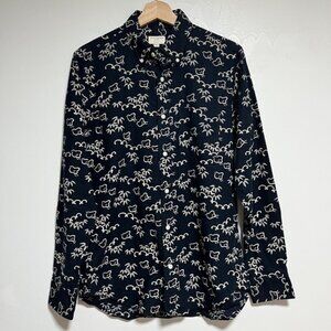 Club Monaco Navy Bird Print Slim Fit Shirt Size S